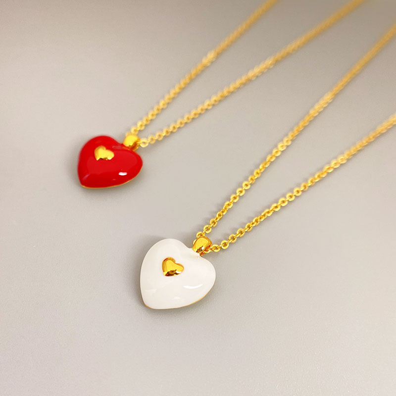 Simple Style Heart Shape Copper Plating Chain Pendant Necklace 1 Piece