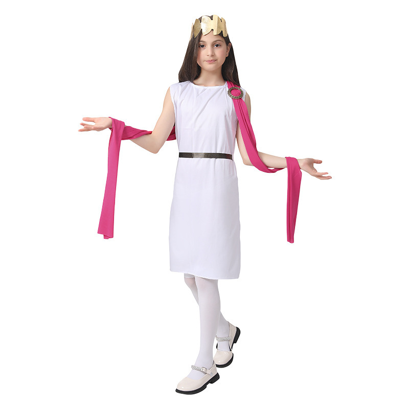 Halloween Children's Costumes Greek Mythology Boys and Girls Costumes White Roman Carnival Performance Costumes Toga Robe Long Robe Halloween Children's Costumes Greek Mythology Boys and Girls Costumes White Roman Carnival Performance Costumes Toga Robe Long Robe