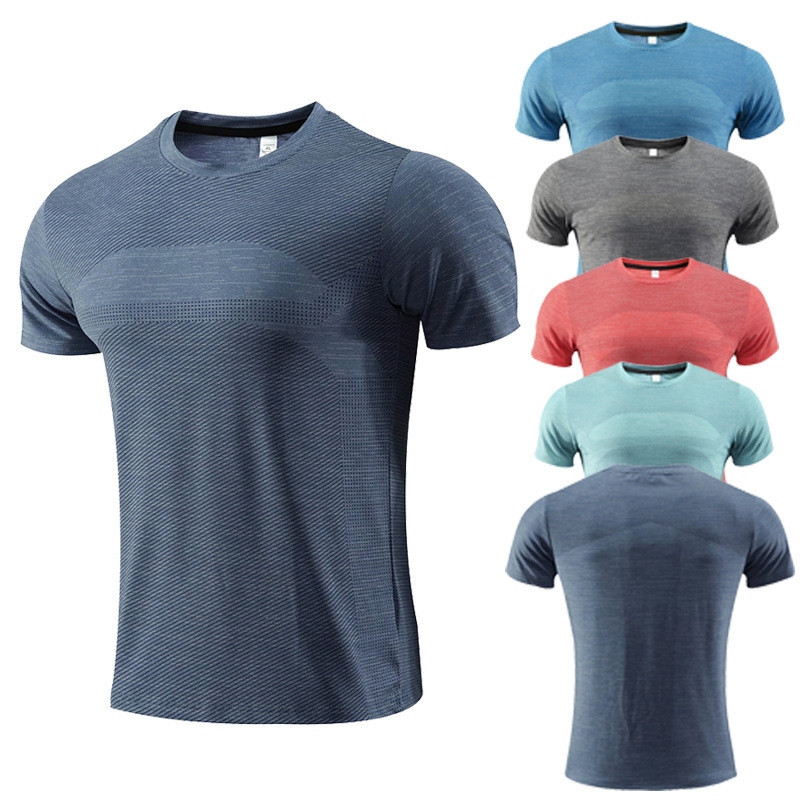 Amazon Men's Quick-drying T-shirt Ice Silk Short-sleeved Running Breathable Sweat-absorbent Summer Basketball Fitness Sports T-shirt Men's Wear