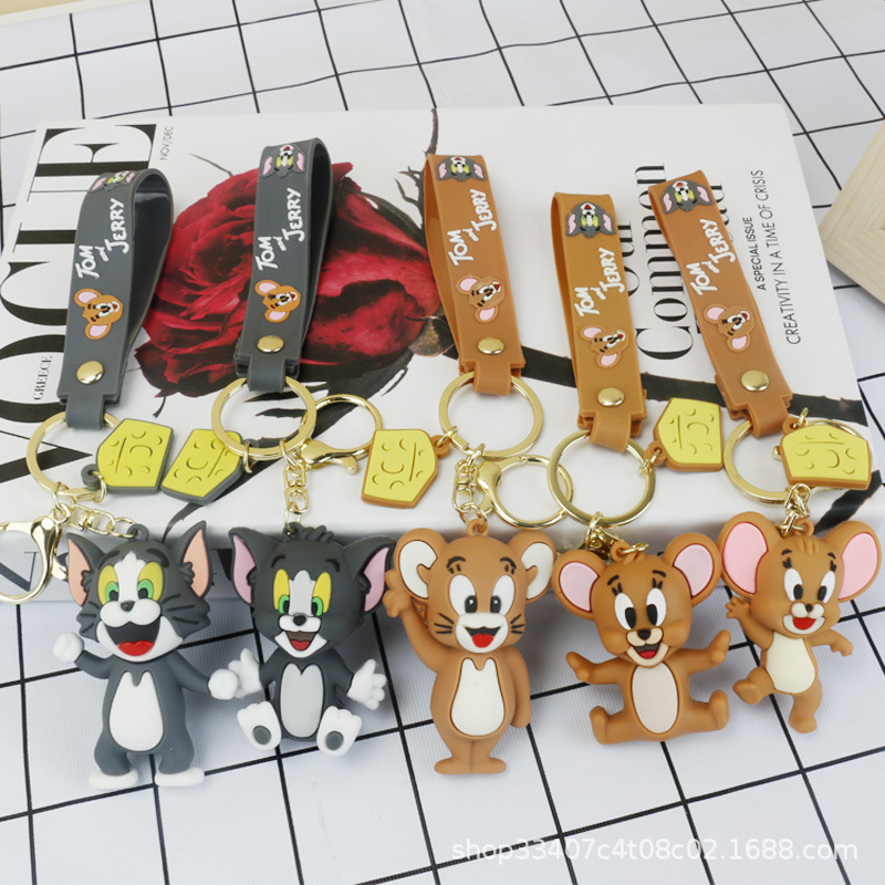 New Cat catch mouse keychain couple doll soft rubber small commodity wholesale car key chain schoolbag pendant New Cat catch mouse keychain couple doll soft rubber small commodity wholesale car key chain schoolbag pendant