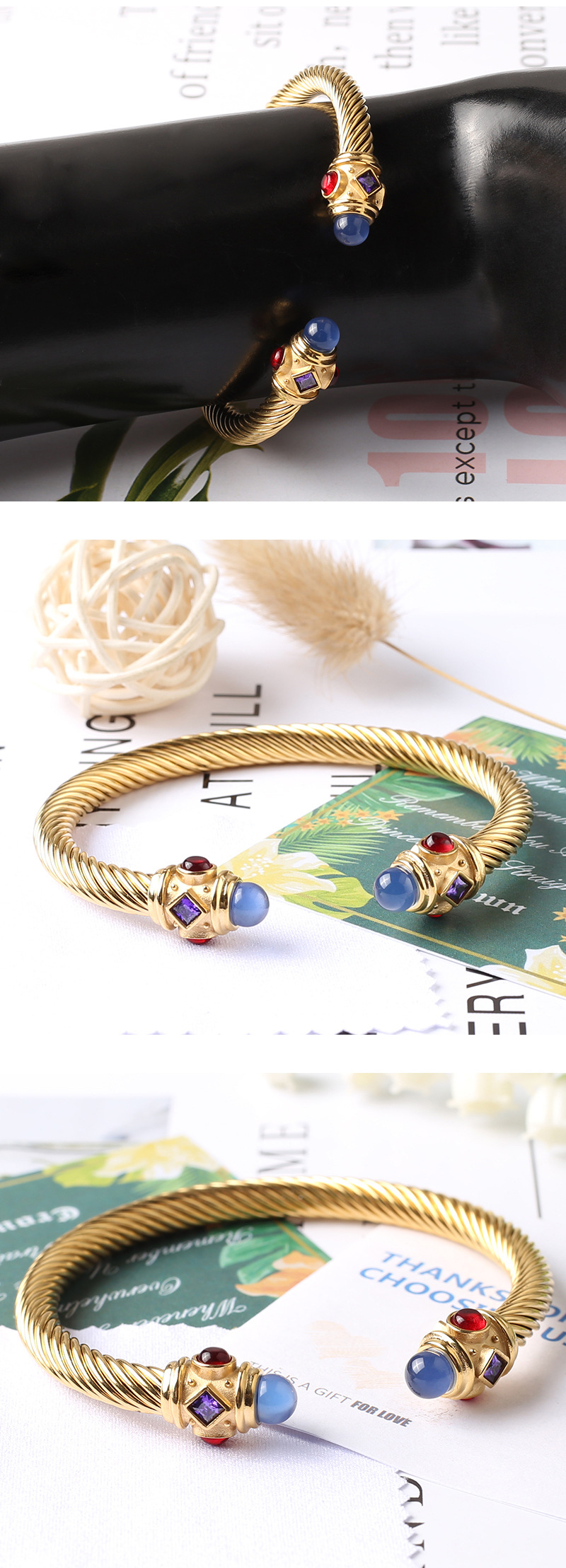 Fashion Geometric Titanium Steel Plating Bangle