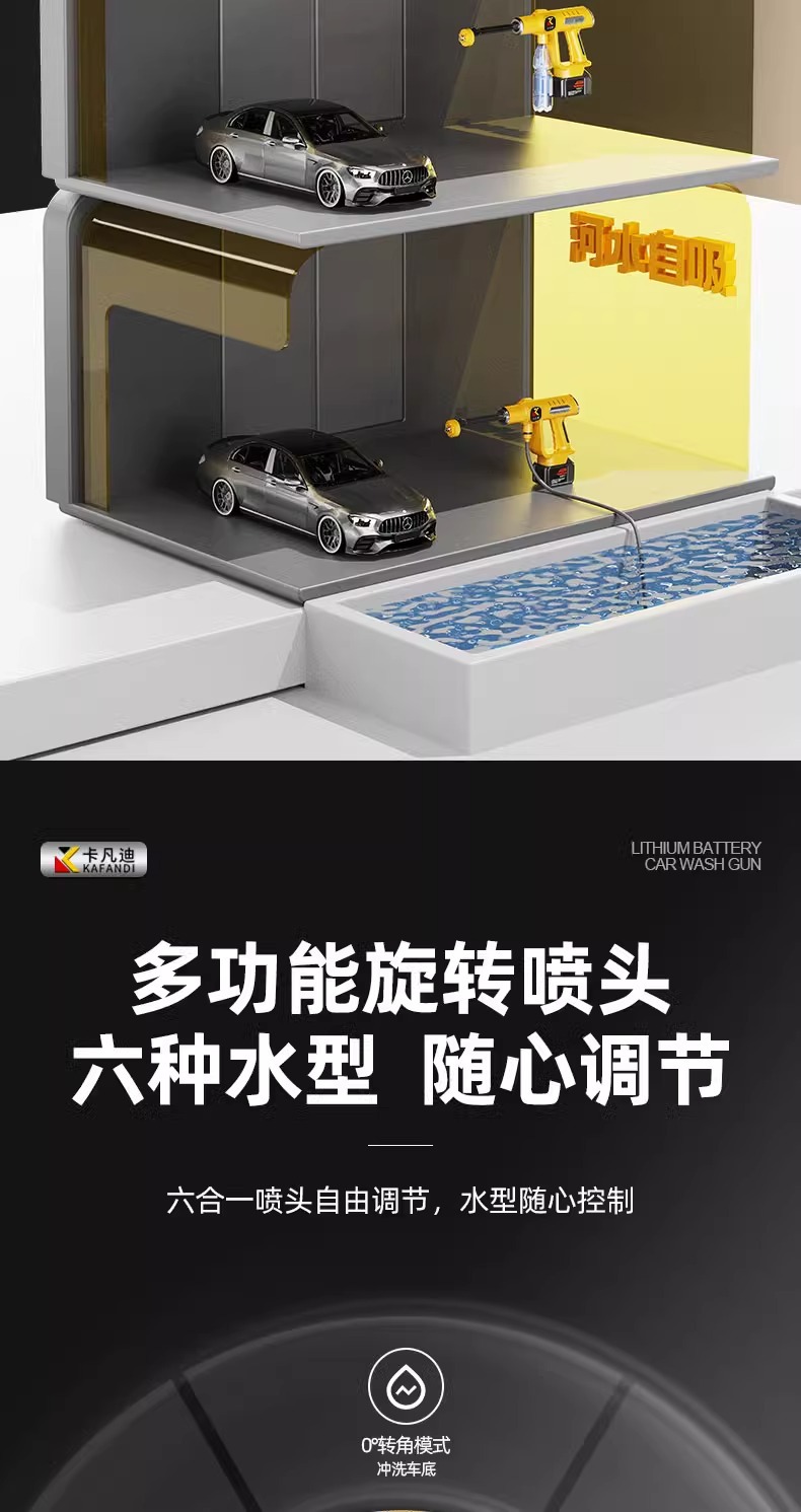 Wireless car washing machine for household portable charging high pressure water gun lithium battery water pump brush car gun cleaning artifact
