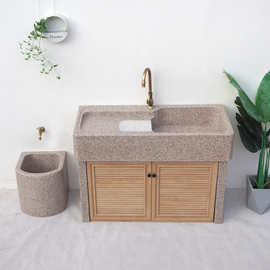 阳台室外石头洗衣池大理石洗手池盆户外花园一体整石水槽庭院水池