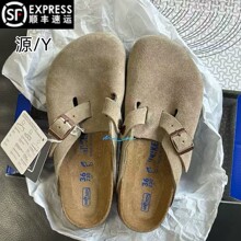 真皮勃肯鞋男女软木牛皮钓鱼博肯包头半拖鞋夏季外穿凉鞋厚底鞋