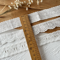 白色日版棉布刺繡蕾絲花邊輔料手工diy服裝材料鏤空蝴蝶結裙邊