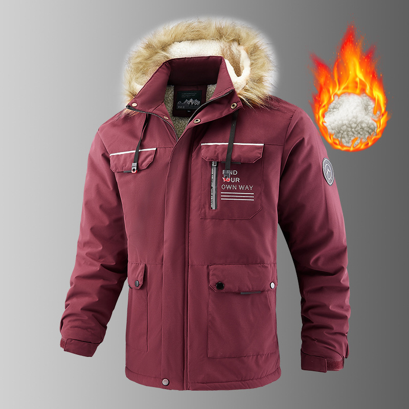 boy Cross-Border Foreign Trade Jacket Winter European And American Workwear Loose Fleece-Lined Warm Fashion Casual Hooded_voghion.com