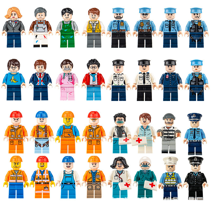 Cross-Border Urban Professional Engineer Firefighter Doll Building Blocks Wholesale Exclusively for Foreign Trade Manufacturers Wholesale