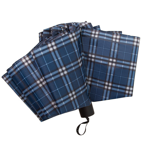 Direct Manufacturer Wholesale Large Size Grid Umbrella 10-Bone Reinforced Foldable Business Umbrella Tri-Fold Umbrella