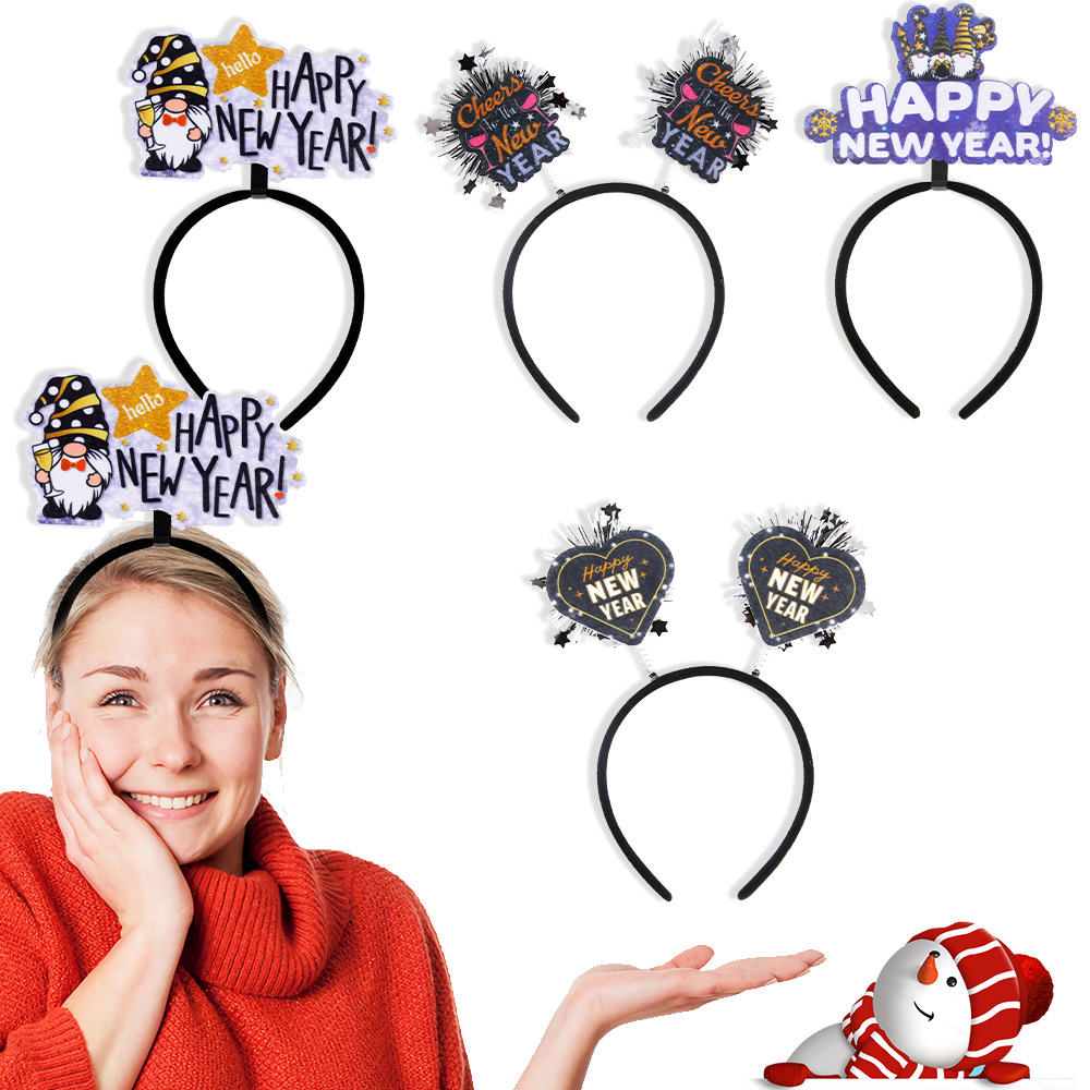 Diadema de Año Nuevo 2026, decoración para fiesta temática de Nochevieja, FELIZ AÑO NUEVO, diadema navideña de Año Nuevo para disfraces