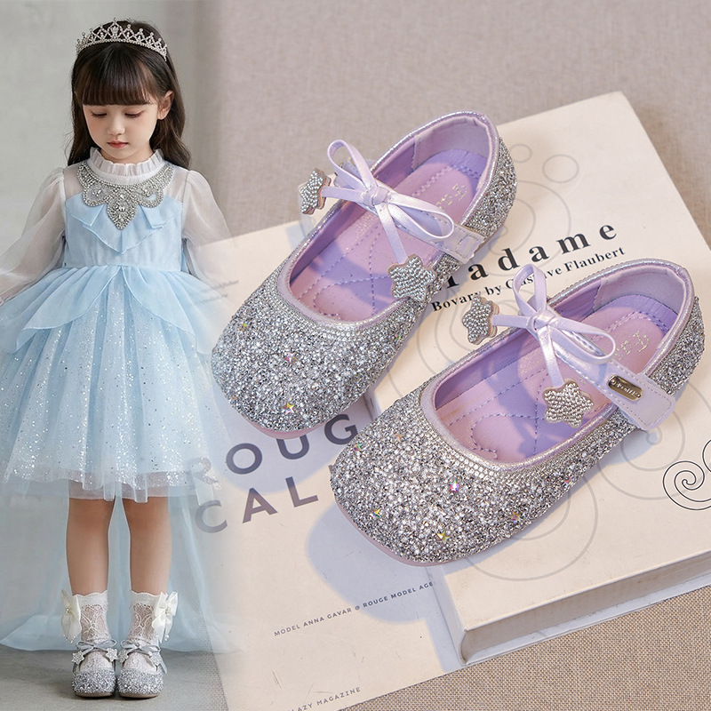 Zapatos de princesa de diamante de niñas 2026 primavera y otoño nuevos zapatos de cristal para niños zapatos de baile de cuero suave image 5