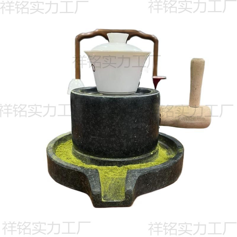 手推小石磨宋代点茶石磨青石磨磨石磨幼儿园石磨摆件跨境独立|undefined