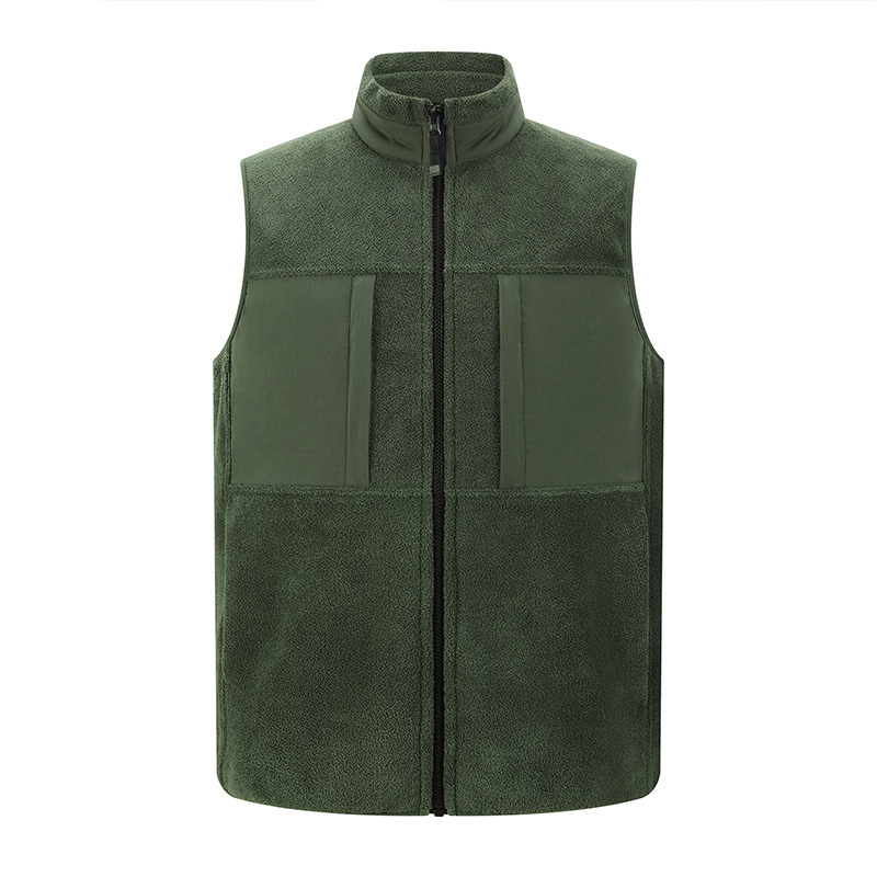 Chaleco de punto de cuello alto de terciopelo integrado de doble cara antiestático marca de moda para hombres con sentido avanzado más chaleco grueso de terciopelo personalizado