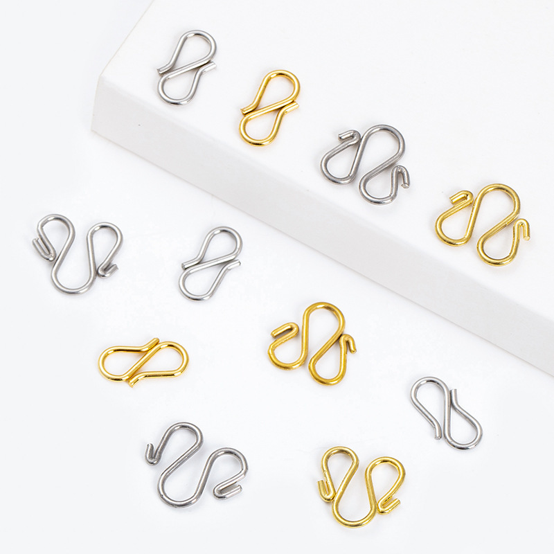 Spot direct selling Korean stainless steel w buckle vacuum plating gold N buckle necklace bracelet diy jewelry buckle