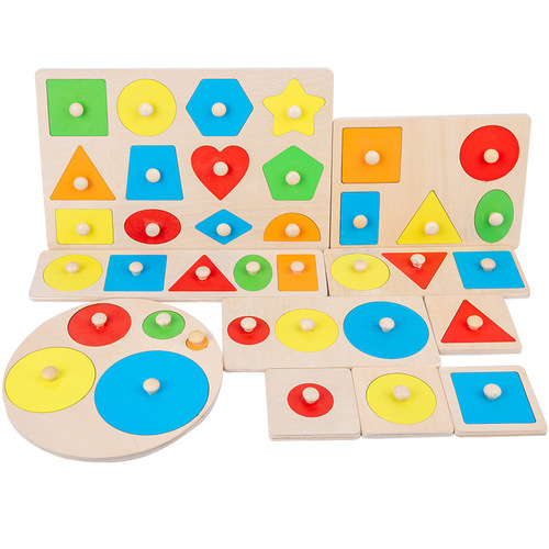 Large geometric shape hand scratching board, puzzle board, wooden three-dimensional puzzle children's educational children's wooden toys wholesale