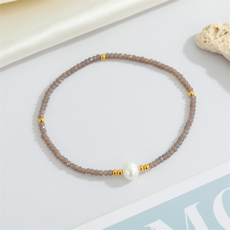 simple new pearl beaded bracelet handwoven rice bead elastic braceletpicture3