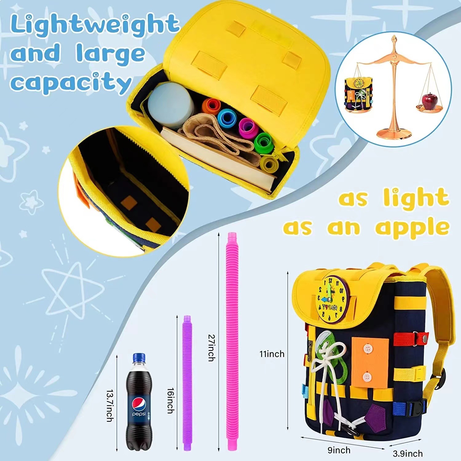 Amazon nuevo fieltro juguete de los niños mochila educación de la primera infancia habilidad actividad tablero de fieltro tablero de aprendizaje