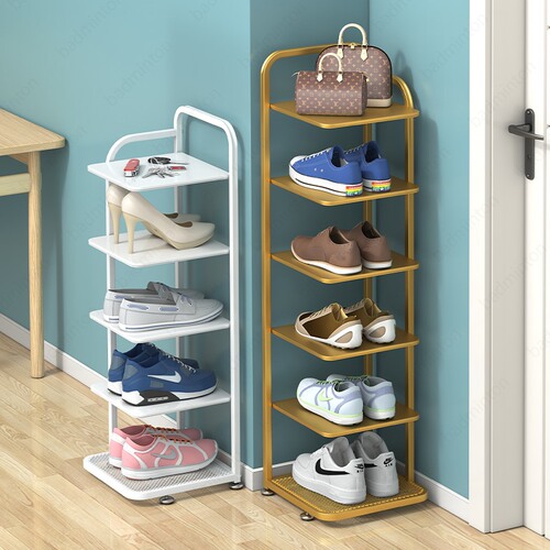 Wholesale shoe rack small narrow door simple economical shoe rack for home saves space multi-layer dust-proof iron wire shelf