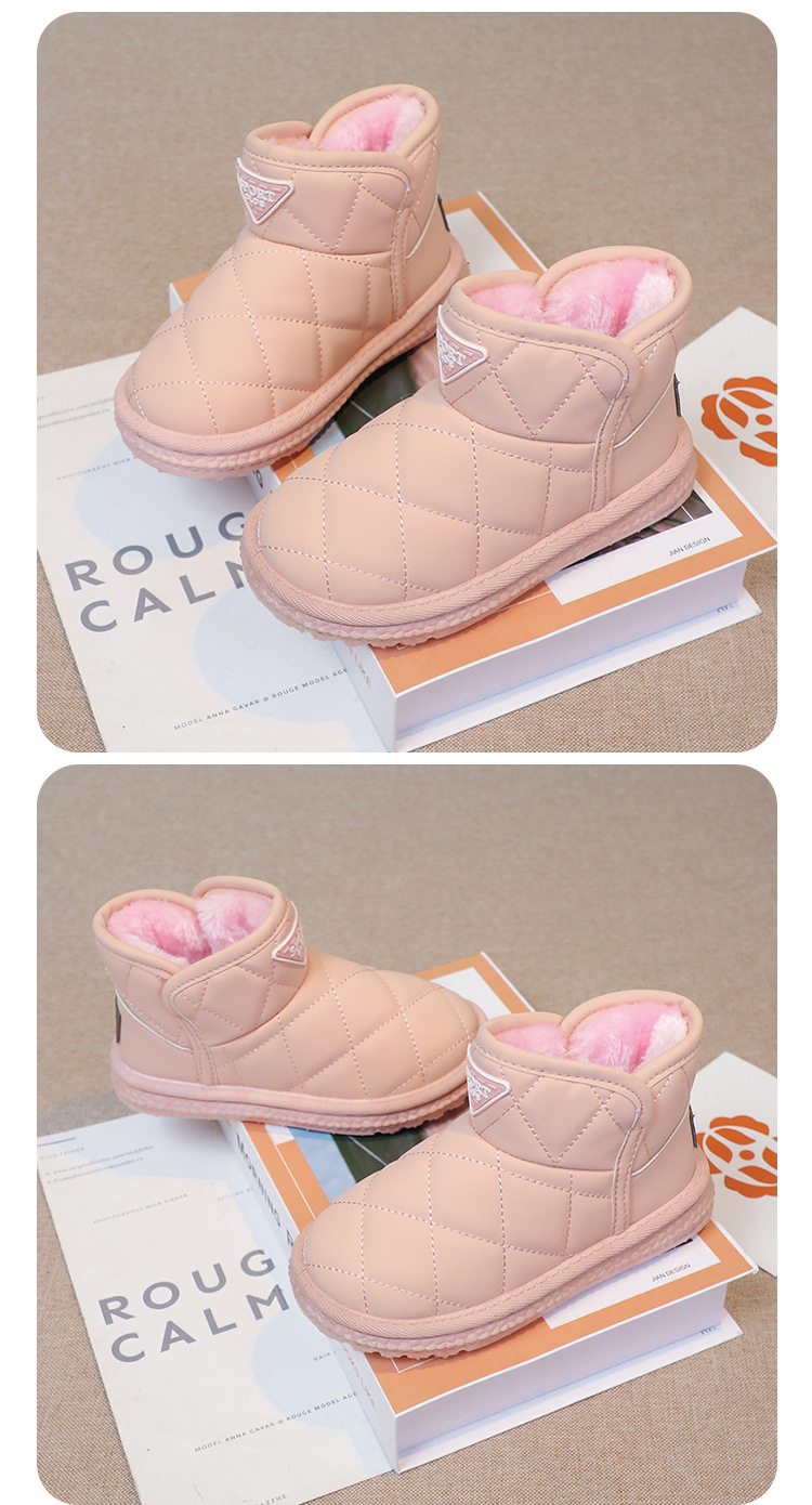 Kinder Mädchen Schuhe, warme 2024 Winter neue Schneestiefel, mittlere und große Kinder Plüsch dicke Baumwolle kurze Stiefel_voghion.com