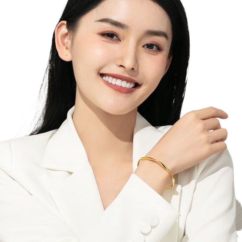 本物の [色褪せない色] Zhoujia メビウス リング ブレスレット レディース ベトナム サンドゴールド ブレスレット ファッショナブルで多用途な女性用|undefined
