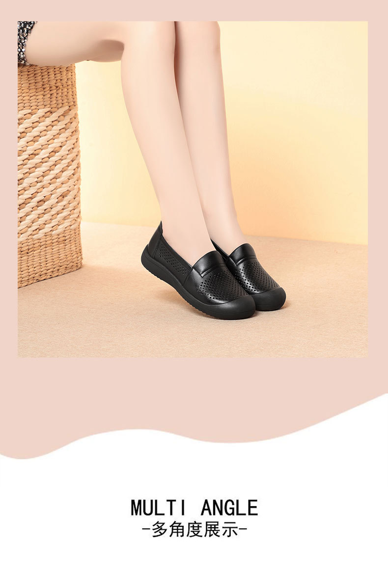 Sandal nữ da bò thật mũi kín đế mềm thoáng khí — màu be chi tiết 12