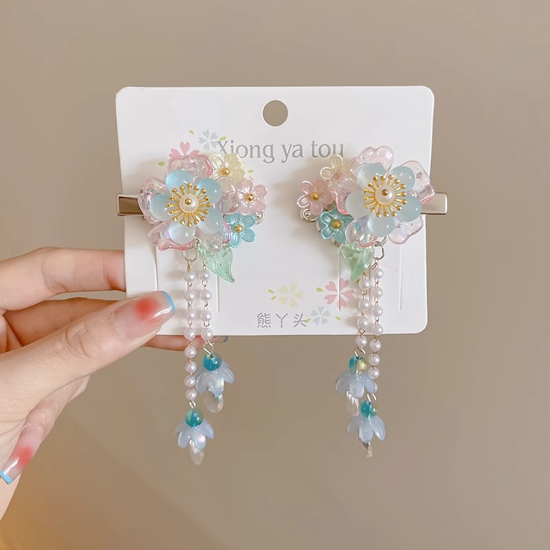 Hanfu tocado de cabello de niñas bordas vestidos antiguos para el cabello de niñas tarjetas de cabello de niñas vestidos antiguos accesorios princesas niñas clips para el cabello