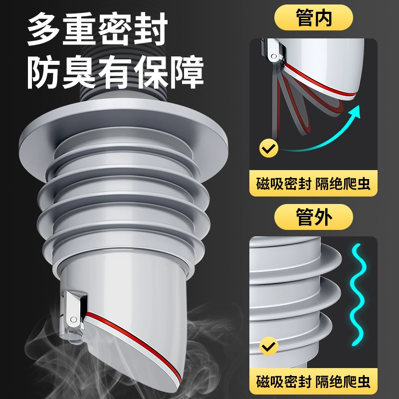 Kitchen sewer pipe sealing plug washing machine drain pipe 5075 sealing cover silicone ring anti-return odor blocking artifact