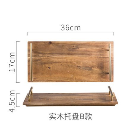 Decoración de postre boda cumpleaños accesorios de decoración mango de cobre Acacia bandeja de madera pastel platos de bocadillos estante de exhibición