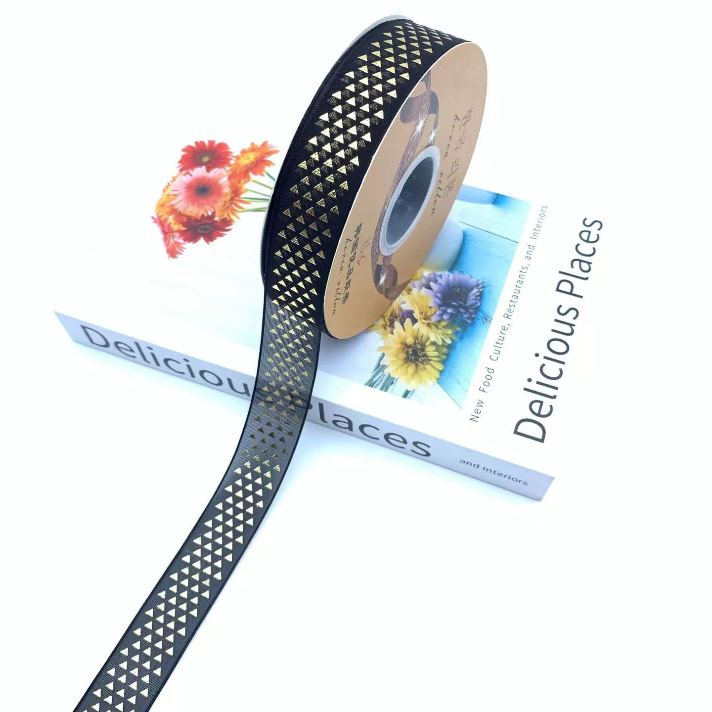 2,5 CM bandeja de barra de cinta de dorado transparente hecho a mano accesorios de bricolaje cinta de color oscuro caja de regalo de flores lote de embalaje