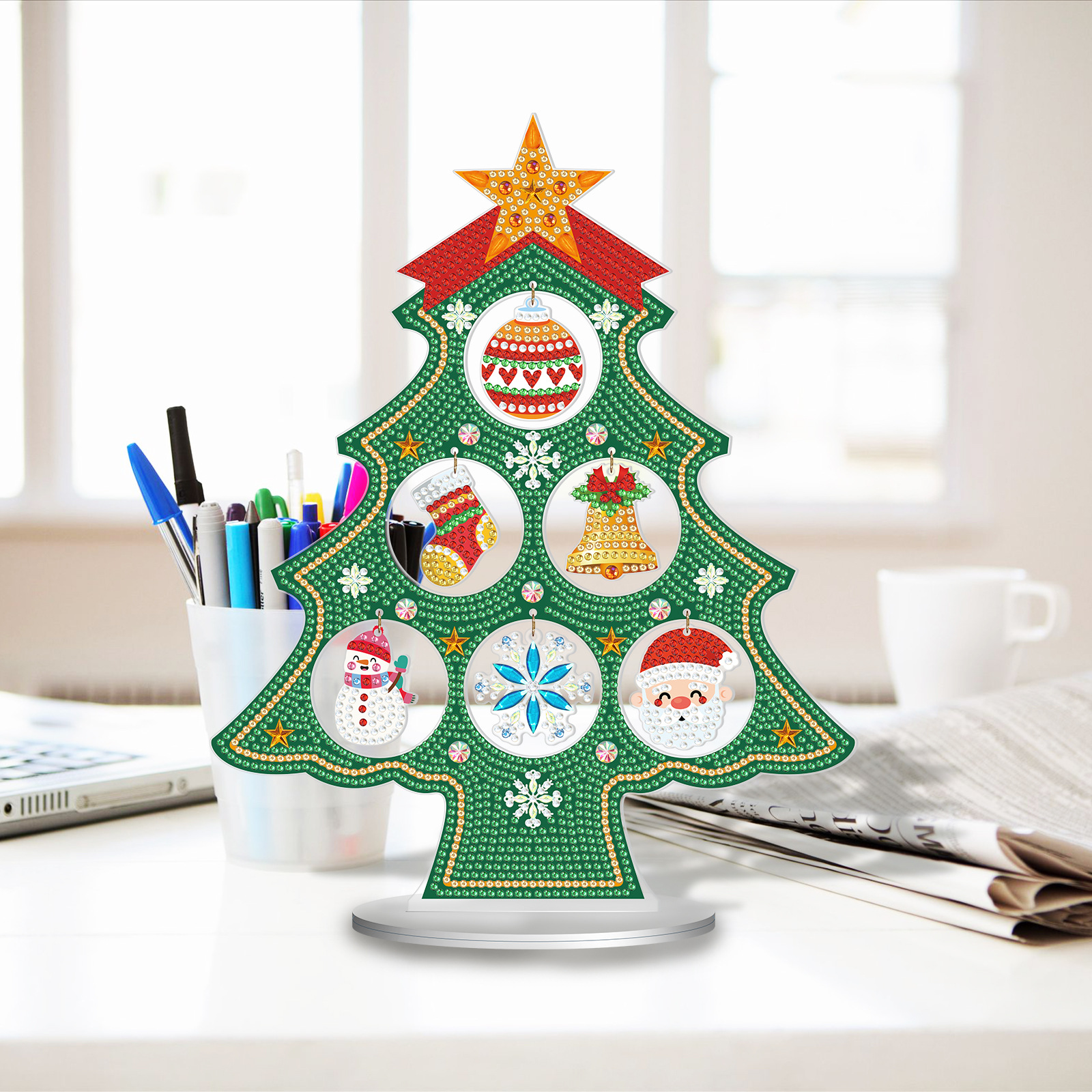 Accesorios para pintura de diamantes, adornos de PVC con diamantes de imitación para escritorio, árbol de Navidad, pintura decorativa con diamantes de imitación, distribución de diamantes de imitación.