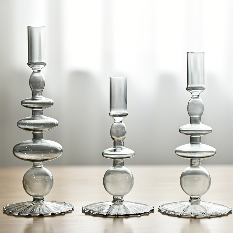 Creativo de estilo europeo candelabro de cristal de color decoración del hogar Accesorios de tiro de boda candelabro retro fábrica al por mayor