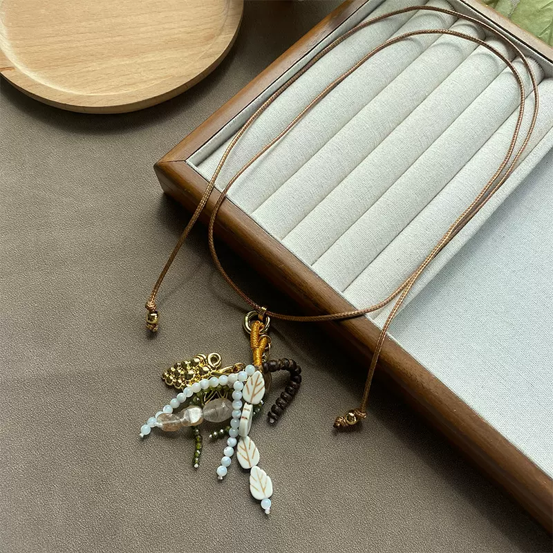 法式度假风多材质小众设计椰风葡萄长项链女多佩戴高级感流苏吊坠