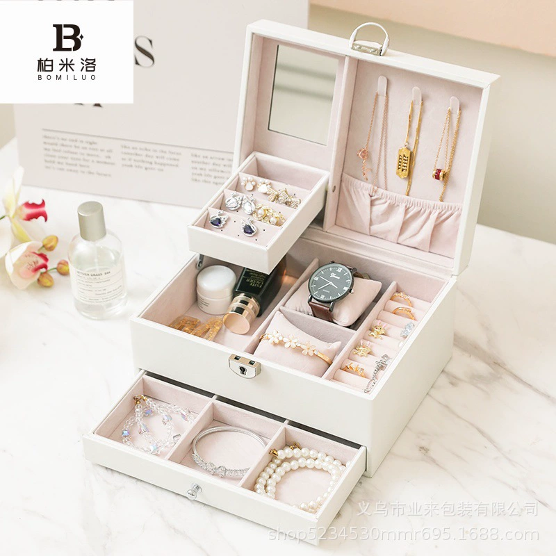 Storage system with diamond pattern, necklace, ring, storage box, accessory