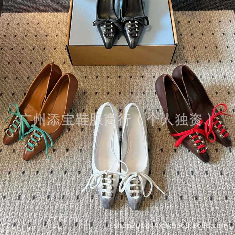 High-End P Brand Genuine Leather Fashion Shoes for Women, New Summer Style Pointed Toe Lace-Up Stiletto Heels, Stylish Commuter Leather Shoes High-End P Brand Genuine Leather Fashion Shoes for Women, New Summer Style Pointed Toe Lace-Up Stiletto Heels, Stylish Commuter Leather Shoes