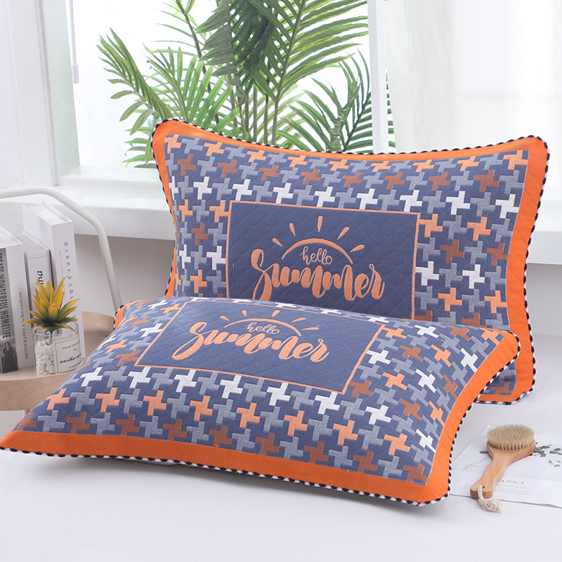 4-layer gauze pillowcase new single student men and women couple thickening adult European style large home anti-dirty pillowcase 
