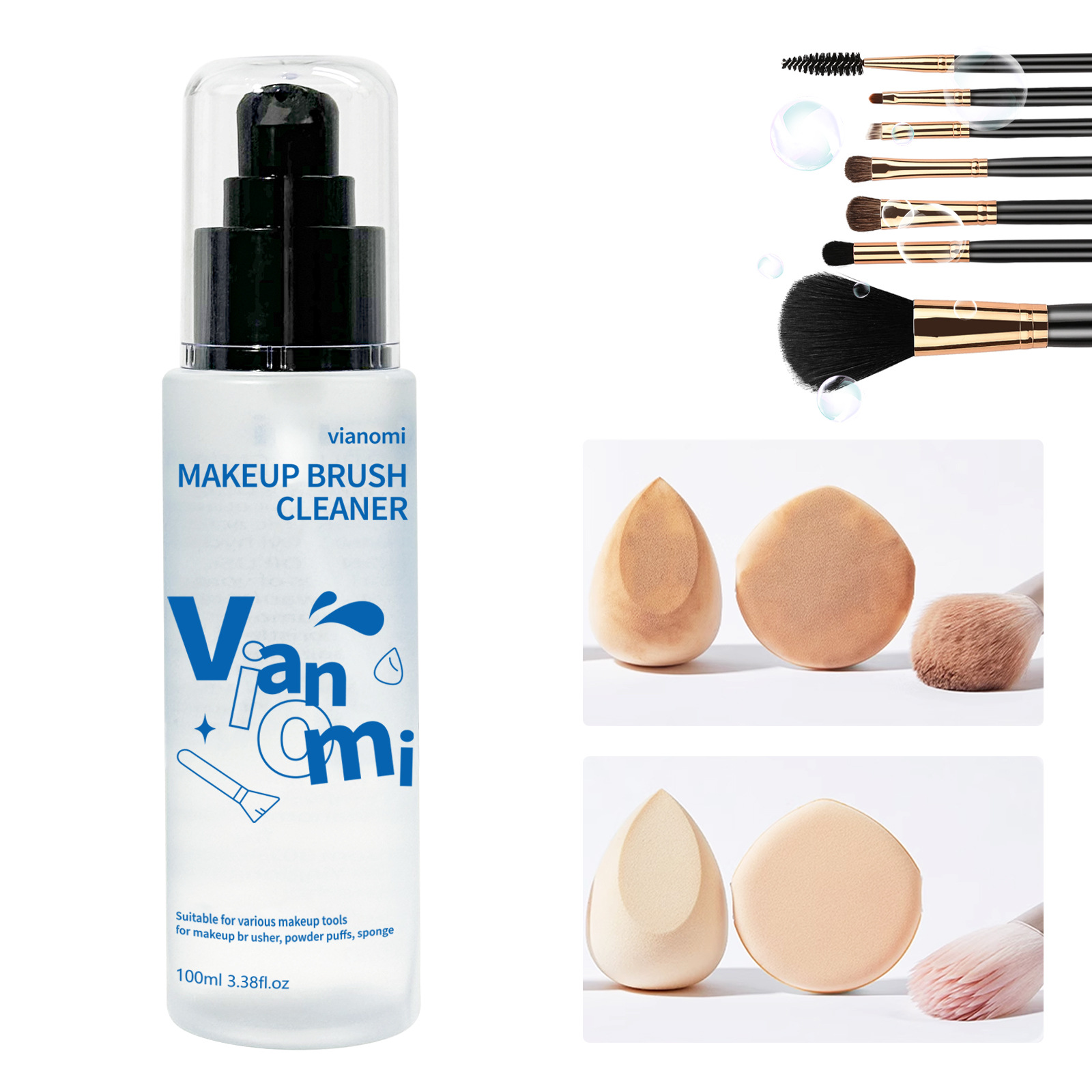 El limpiador de cepillo de maquillaje vianomi es adecuado para polvo, huevos de belleza, cepillo de maquillaje, herramientas de maquillaje profundas.