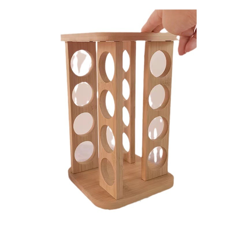Especiero Giratorio Multicapa de Madera Sin Perforación para Cocina