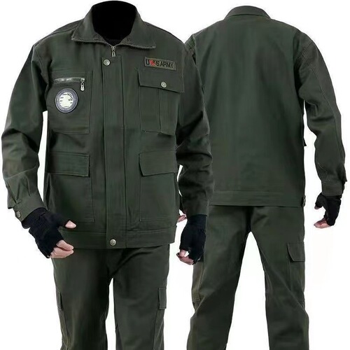 Spring and Autumn Workwear Set 100% Cotton Heat Resistant Welding Uniform Construction Site Protective Clothing Machine Maintenance Electric Welding Workwear Wholesale