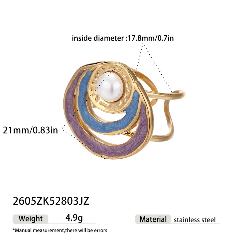 Anillo de acero inoxidable transfronterizo de estilo antiguo y antiguo de perlas de alta calidad