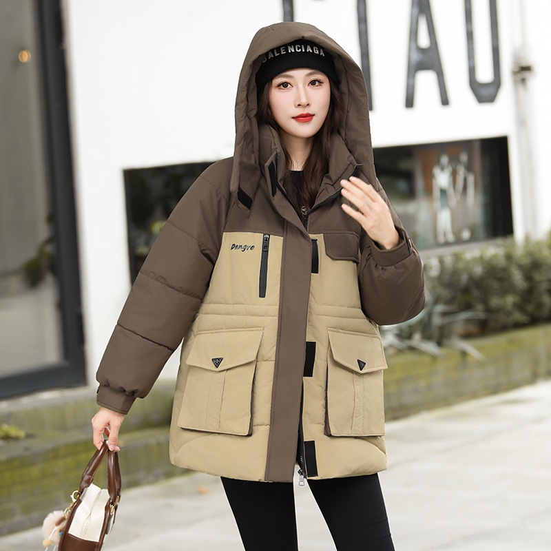 2025 invierno nuevo estilo de chaqueta de algodón de pluma de moda para mujeres, chaqueta de algodón cálido y casual gruesa