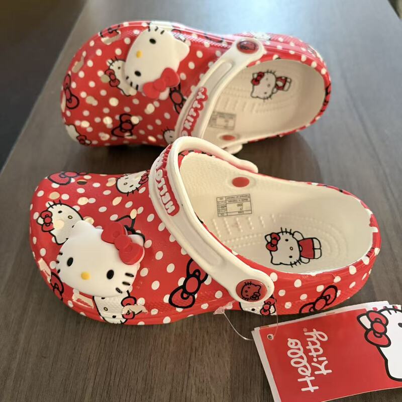 Red Kt Cat Clogs for Girls, Parent-Child Style, Comfortable Bathroom Casual Trendy Closed-Toe Shoes, Available for Wholesale and Dropshipping Red Kt Cat Clogs for Girls, Parent-Child Style, Comfortable Bathroom Casual Trendy Closed-Toe Shoes, Available for Wholesale and Dropshipping