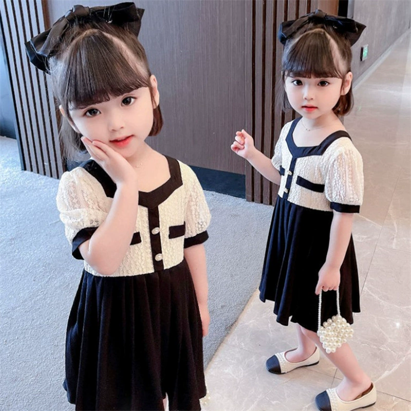 Платье с коротким рукавом, юбка, кружевная летняя одежда, стиль Chanel, западный стиль