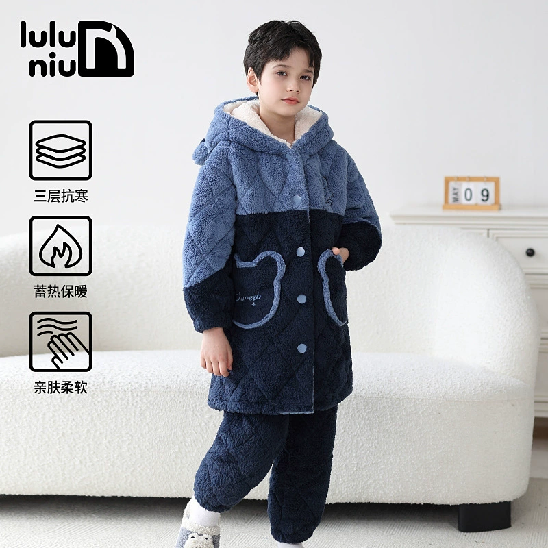 Детская пижама Мальчик зимний коралловый бархат