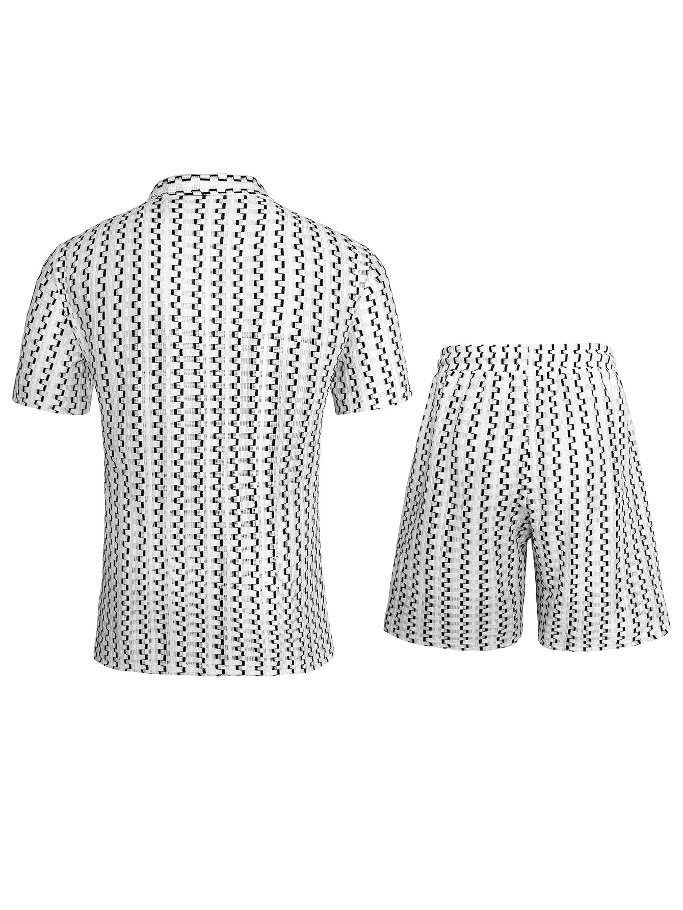 Ensemble deux pièces pour homme chemise rayée et short décontracté_voghion.com