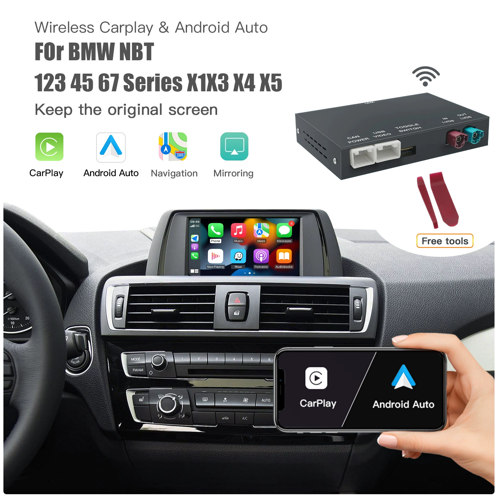 Для BMW беспроводной carplay Android auto декодер NBT и CIC системы