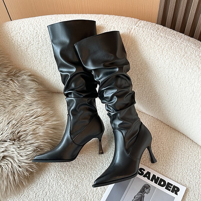 Cowhide Version ~ Fat mm Thigh-High Boots for Women 2024 New Widened Western Style Boots Brown Cowboy Boots