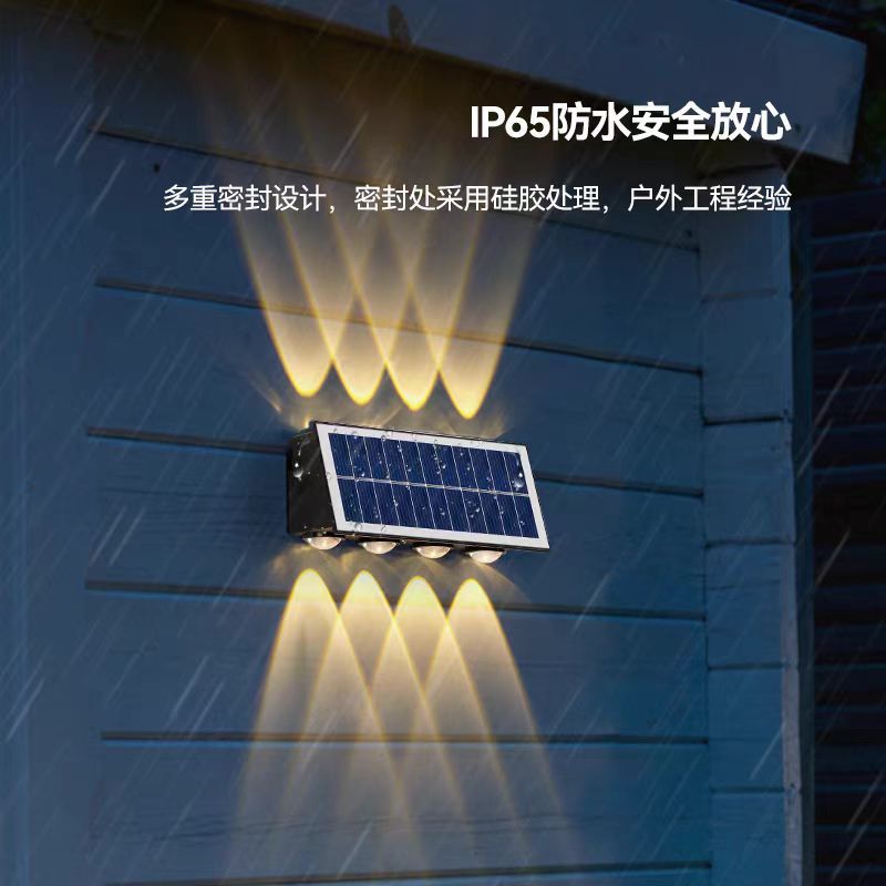 Transfronterizo nueva lámpara de pared solar villa jardín pared exterior de luz luminosa hacia arriba y hacia abajo LED lámpara de pared al aire libre impermeable