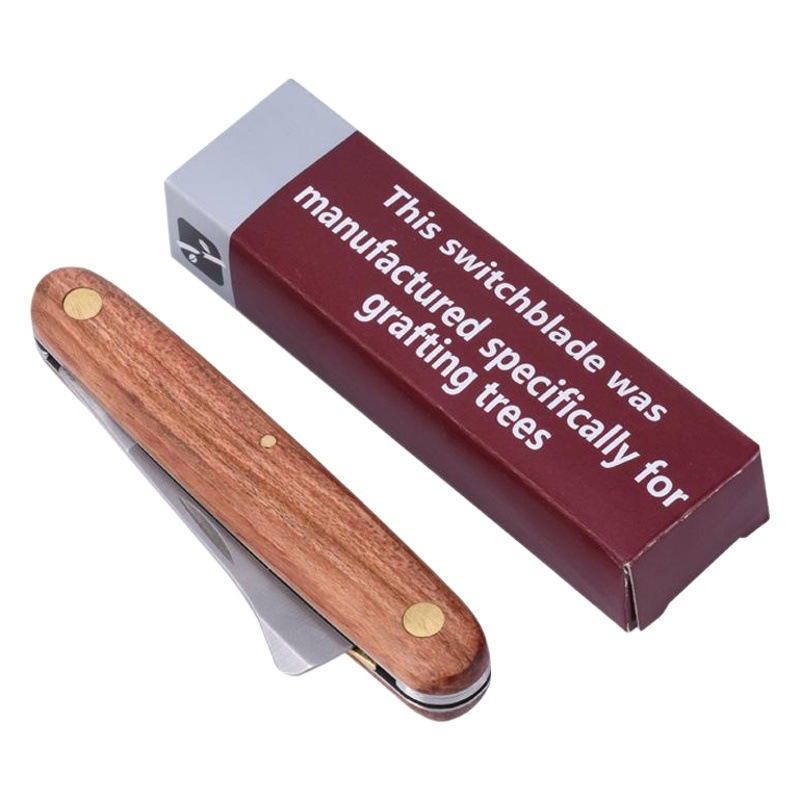 Cuchillo de injerto herramienta de jardín mango de palo de rosa cuchillo de doble apertura cuchillo de injerto de árbol cuchillo de injerto de poda de árboles frutales cuchillo de injerto