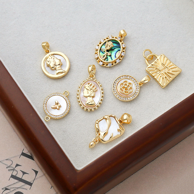 7g Weight Pendant, Earring Findings Jewelry Making Type 18K Gold Plated Plating Material Shell Inlay Material Charms, Bracelets, Necklace, Jewelry Accessories Classification 1 Piece Quantity 14k gold filled, Copper Material Geometric, Bag, Bear, Rose Pattern Plating, Inlay Design Retro Style 1 Piece 14k Gold Filled Copper Shell Geometric Bag Bear Pendant Earring Findings Charms Bracelets Necklace 1