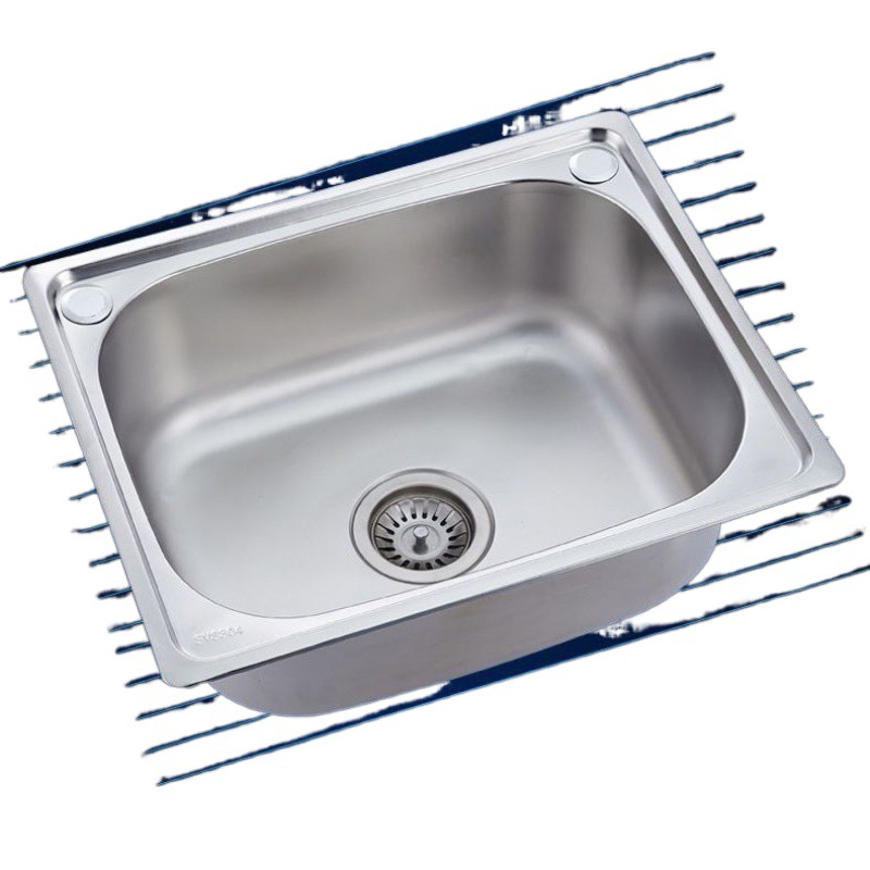 Lavabo individual 304 agua de acero inoxidable fregadero de cocina fregadero de fregadero de fregadero doméstico lavabo grande y pequeño al por mayor
