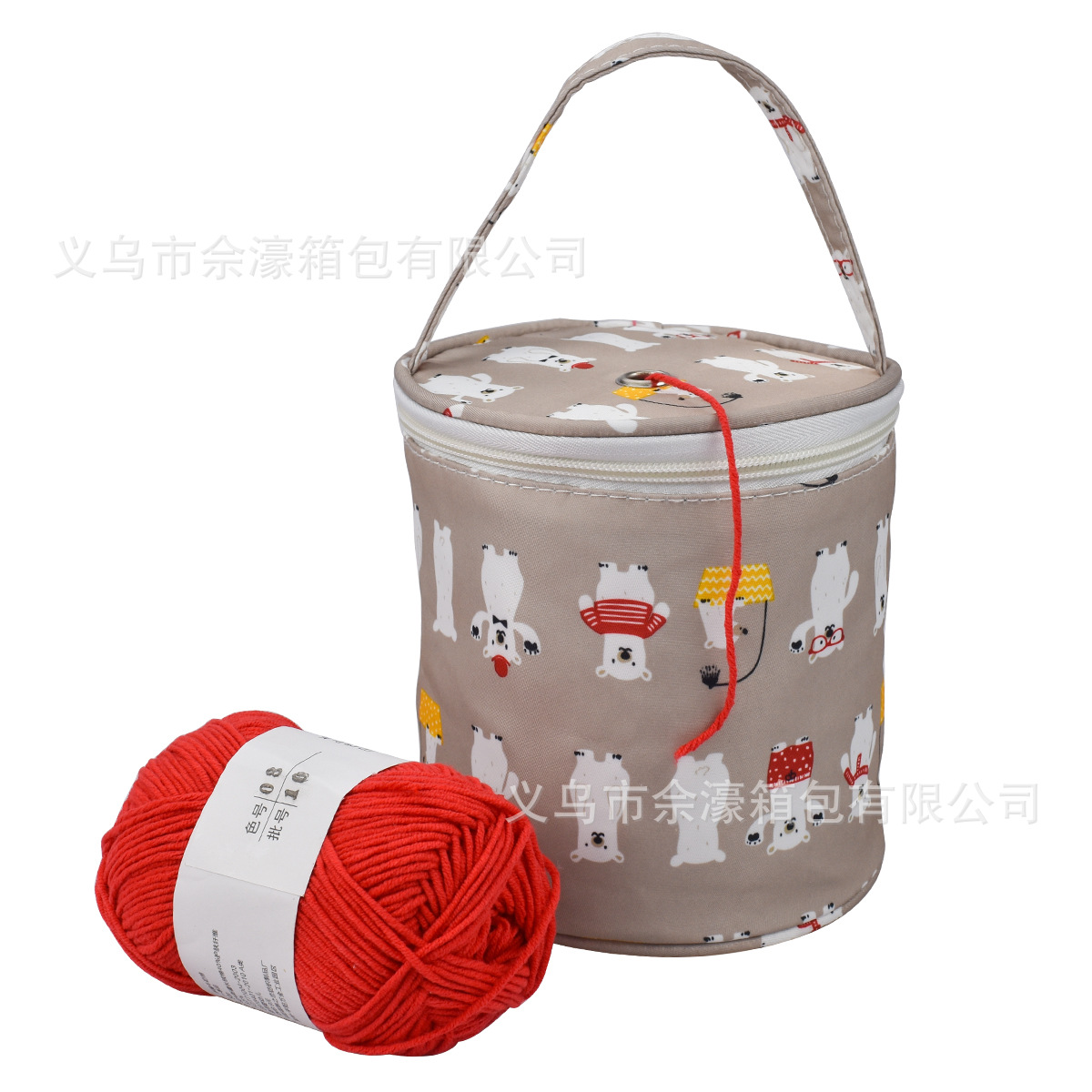 Bolsa de Almacenamiento de Hilo Portátil, Estilo Peonía Verde, para Manualidades, Impresa, Tipo Cubo, de Poliéster, Tamaño Pequeño, Novedad 2025